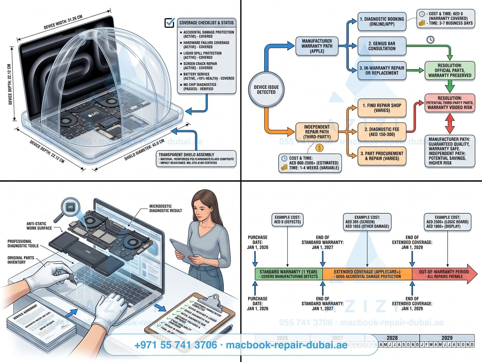 AppleCare and warranty repair options Dubai - coverage decision infographic