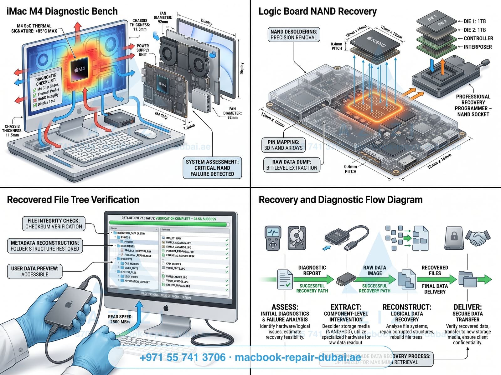 iMac data recovery and diagnostic Dubai - storage recovery infographic