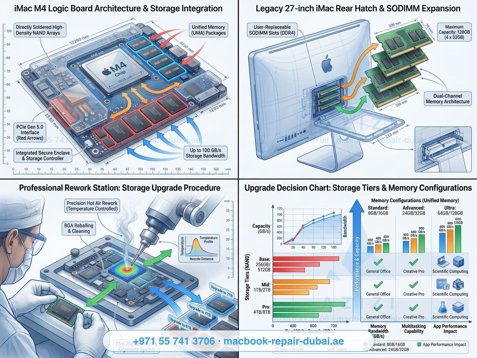 iMac SSD and memory upgrade Dubai - storage architecture infographic