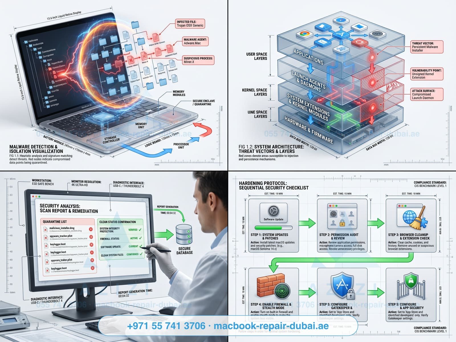 Mac virus and malware removal Dubai - security cleanup infographic