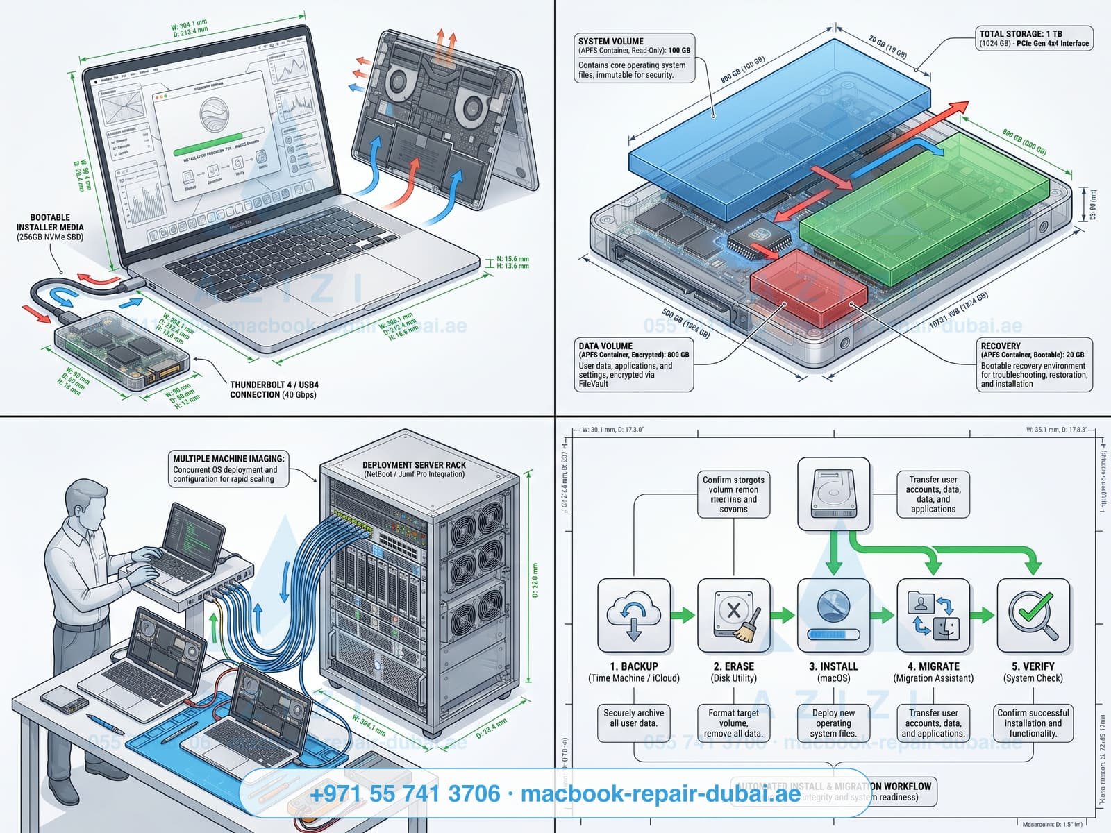 macOS reinstall service Dubai - clean install workflow infographic