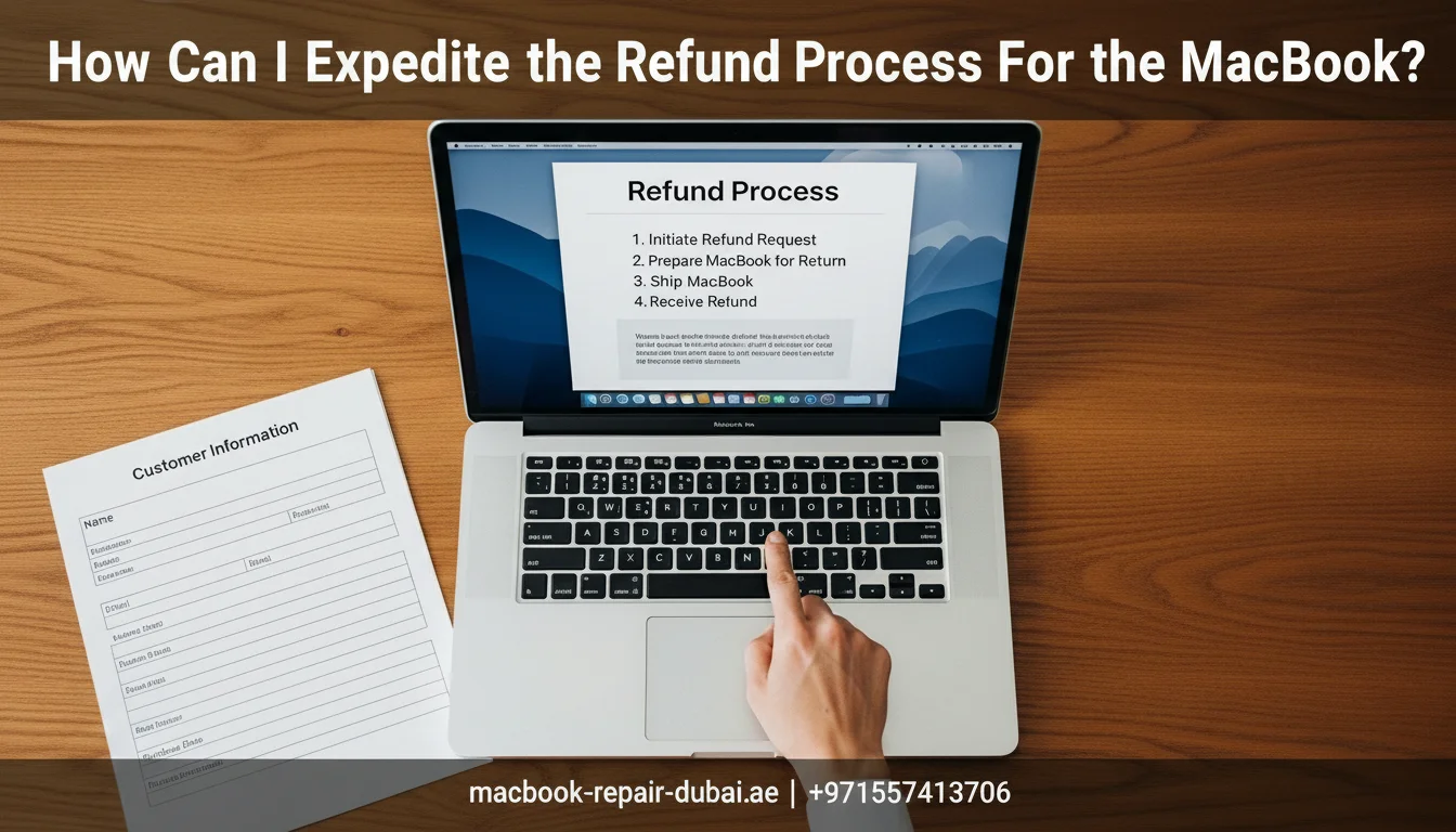 How can I expedite the refund process for the MacBook?