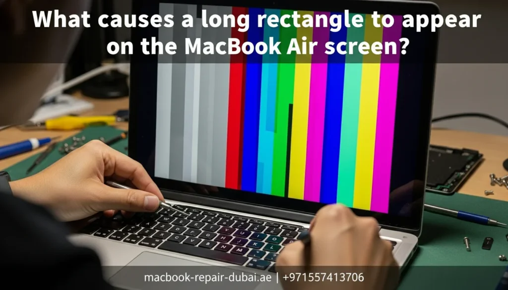 What causes a long rectangle to appear on the MacBook Air screen? What causes a long rectangle to appear on the MacBook Air screen_